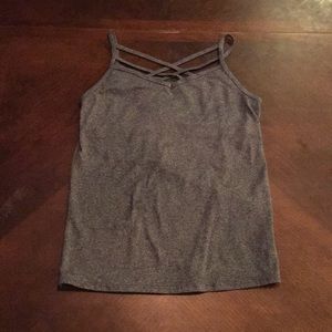 Gray cross cross tank top with shelf bra